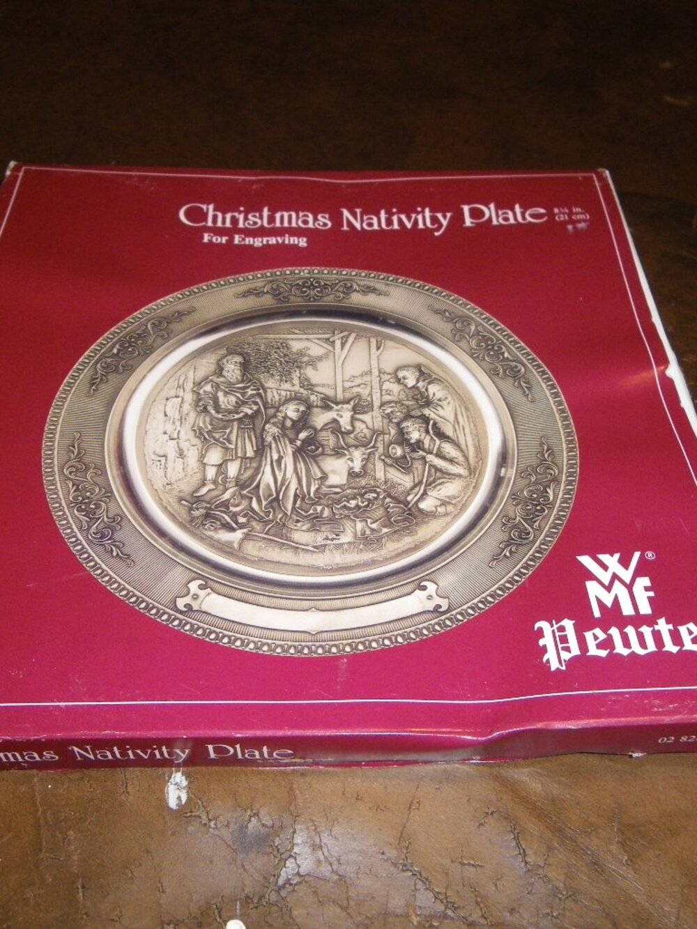 Vintage WMF Pewter Christmas Nativity Plate for Engraving Classic Home Decor